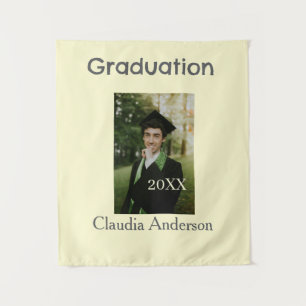 Graduation photo class year yellow grey pastel gra tapestry