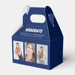 Graduation Photo Collage Blue Custom Favour Box