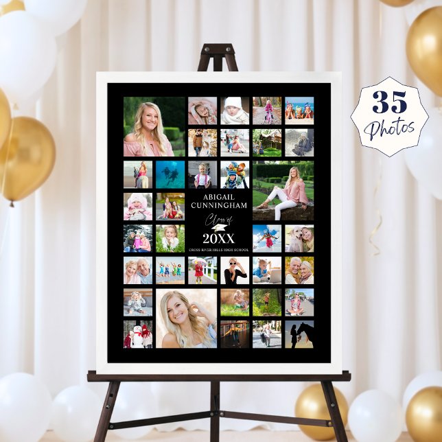 Graduation Photo Collage CLASS OF Black Party Poster (Creator Uploaded)