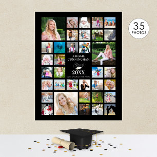 Graduation Photo Collage CLASS OF Black Party Poster
