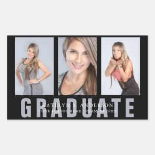 Graduation Photo Collage Custom Rectangular Sticker