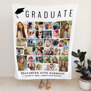 Graduation Photo Collage Fleece Blanket