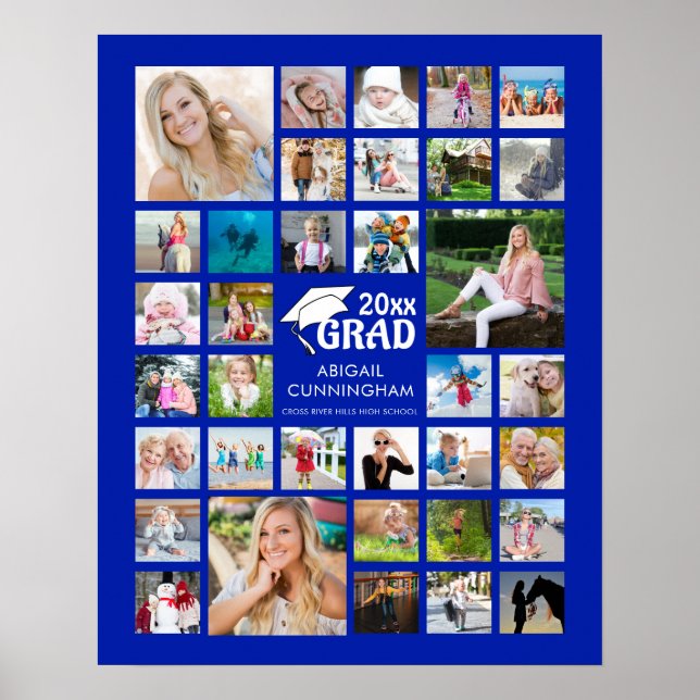 Graduation Photo Collage GRAD Commemorative Poster (Front)
