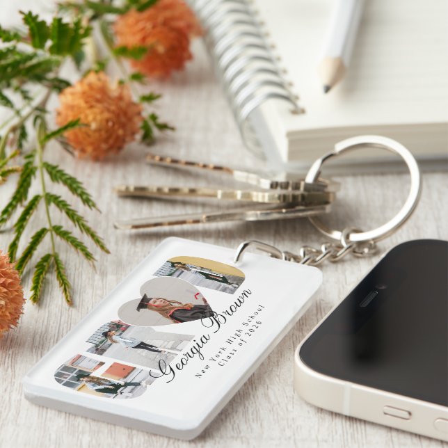 Graduation Photo Collage Graduate Gift Keepsake Key Ring (Front Right)