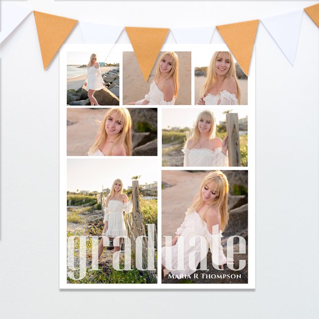 Graduation Photo Collage Party Sign  (Graduation photo collage party poster with modern typography. )