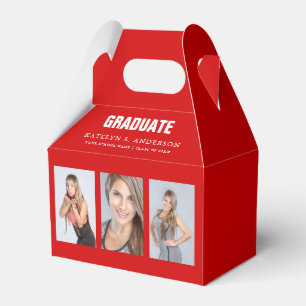 Graduation Photo Collage Red Custom Favour Box