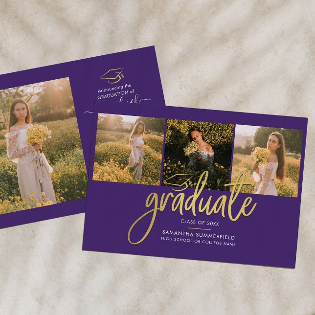 Graduation Photo Collage Script Purple 2025 Announcement (Creator Uploaded)
