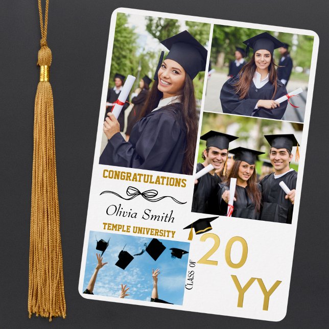 Graduation Photo Congratulations Graduate BFF Gold Foil Holiday Card (Creator Uploaded)
