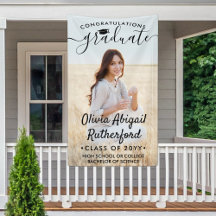 Graduation Photo & Elegant Black Script Class Year