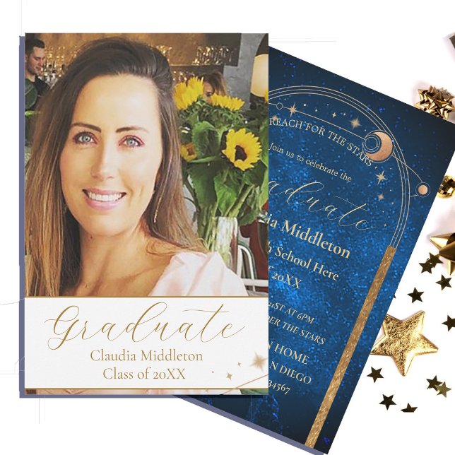 Graduation Photo Evening Stars Party Invitation (Creator Uploaded)