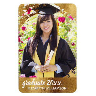 Graduation Photo Faux Gold Modern Elegant Magnet