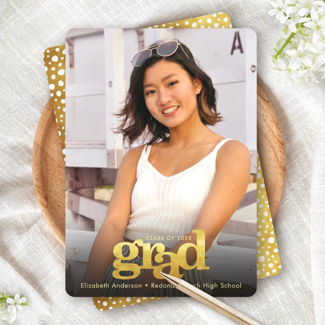 Graduation photo gold bold modern typography announcement (Creator Uploaded)