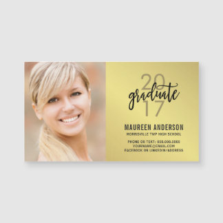 Graduation Photo Grad Name Cards Faux Gold Foil