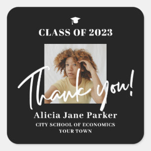 Graduation photo graduate class of thank you  square sticker