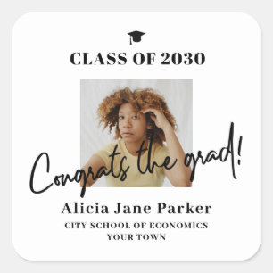 Graduation photo graduate class of year congrats s square sticker