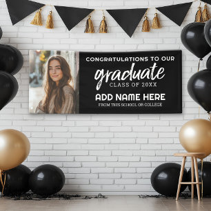 Graduation Photo - Graduate Party - Black Banner