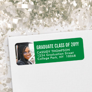 Graduation Photo Green and White Return Address Return Address Label