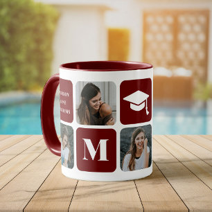 Graduation Photo Instagram Collage Maroon Mug