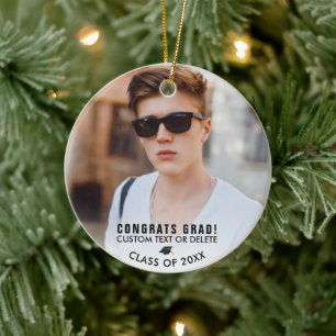 Graduation Photo Keepsake Gift Modern Class 20XX Ceramic Tree Decoration