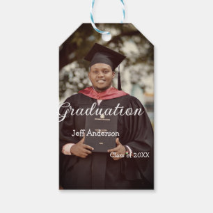Graduation photo man name class of 20XX college Gift Tags