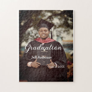 Graduation photo man name class of 20XX college Jigsaw Puzzle