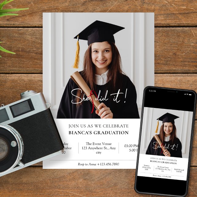 Graduation photo minimalist Invitation (Creator Uploaded)