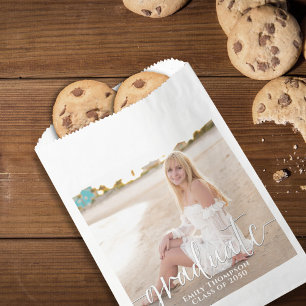 Graduation Photo Minimalist Modern Elegant Script  Favour Bag