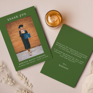Graduation Photo Minimalist Simple Thank You Card