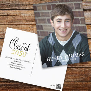Graduation Photo Modern Class Of Elegant Script Postcard