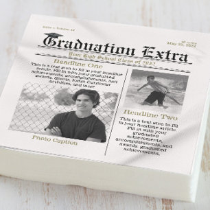 Graduation Photo Modern Cool Fun Facts Newspaper Napkin