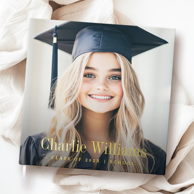Graduation photo modern graduate name year guest book (Graduation photo modern graduate name year foil guest book)