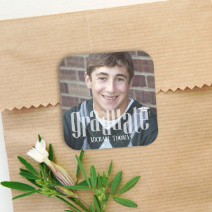Graduation Photo Modern Minimalist Favour Label 