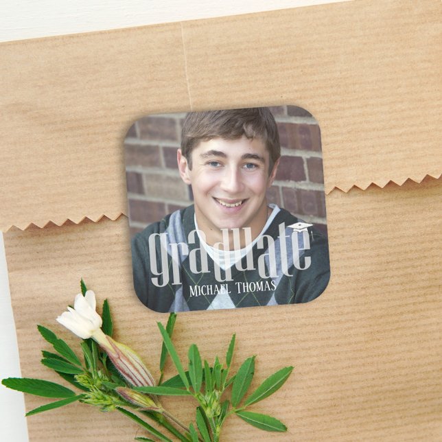 Graduation Photo Modern Minimalist Favour Label  (Creator Uploaded)