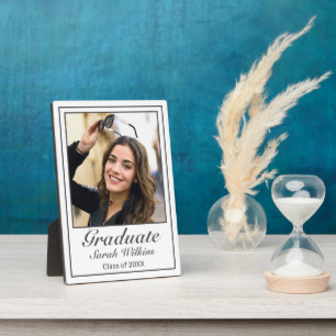 Graduation Photo Modern Minimalist White Black Plaque