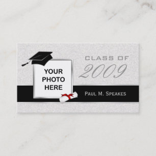Graduation Photo Name Card - Grey and Black