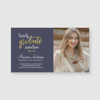 Graduation Photo Name Cards Faux Gold Foil Accents