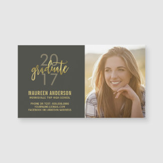 Graduation Photo Name Cards Faux Gold Grad