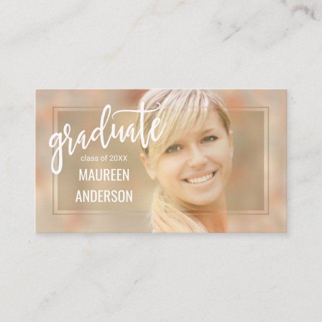 Graduation Photo Name Cards Handwritten Script (Front)