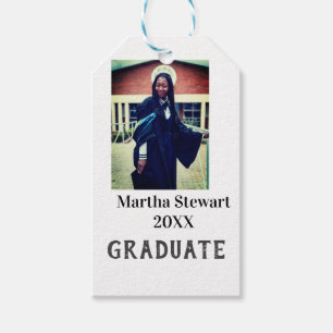 Graduation photo name year class university simple gift tags