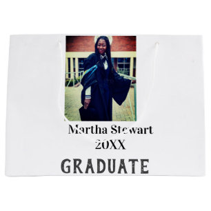 Graduation photo name year class university simple large gift bag