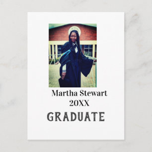 Graduation photo name year class university simple postcard