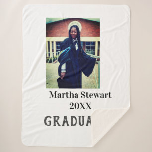Graduation photo name year class university simple sherpa blanket