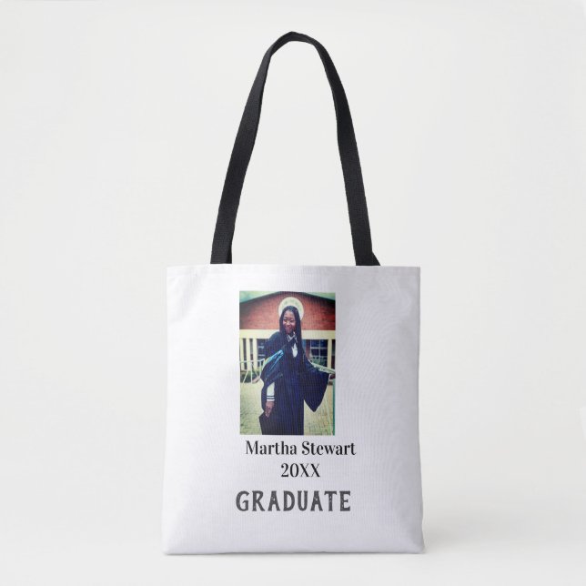 Graduation photo name year class university simple tote bag (Front)