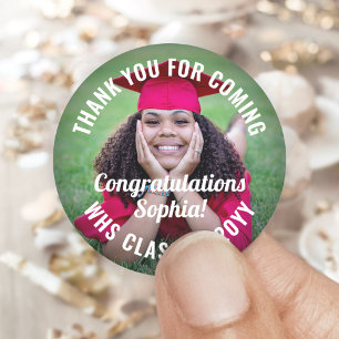 Graduation Photo Overlay Congratulations Modern Classic Round Sticker