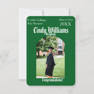 Graduation photo party green invitation