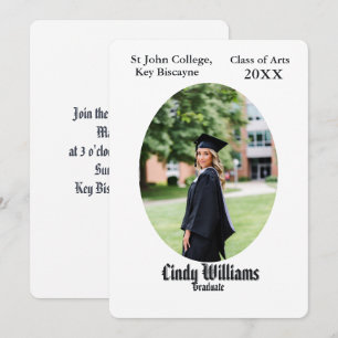 Graduation photo party invitation oval frame