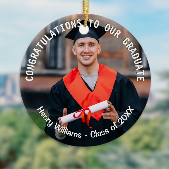 Graduation Photo Personalised Graduate Keepsake Ceramic Ornament (A graduation ornament to personalize with a photo, name and 'class of' year as a keepsake gift)
