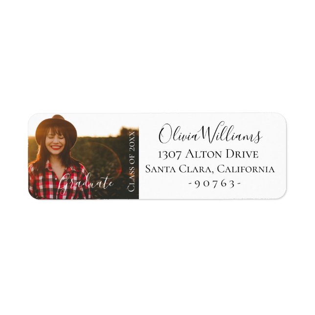 Graduation Photo Personalised Return Address Label (Front)