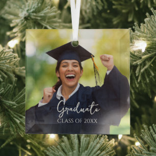 Graduation Photo Proud Graduate Gift Glass Tree Decoration