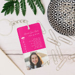 Graduation Photo & Quote Key Ring<br><div class="desc">This keychain makes the perfect keepsake for your graduate! Add your choice of personalisation. Change the background colour as need and add your favourite photo. You can customise it with the graduate's name, school name, year and a custom message. All colours are editable to change to your school colours. The...</div>